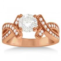 Intertwined Diamond Engagement Ring Setting 14K Rose Gold 0.36ct