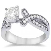 Intertwined Diamond Engagement Ring Setting 14K White Gold 0.36ct