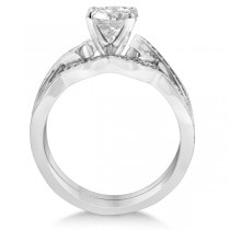 Intertwined Diamond Engagement Ring Setting 14K White Gold 0.36ct