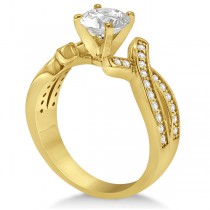 Intertwined Diamond Engagement Ring Setting 14K Yellow Gold 0.36ct