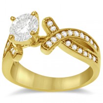 Intertwined Diamond Engagement Ring Setting 18K Yellow Gold 0.36ct