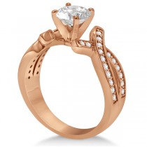 Intertwined Diamond Engagement Ring Bridal Set 18k Rose Gold 0.59ctw