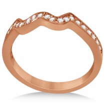 Intertwined Diamond Engagement Ring Bridal Set 18k Rose Gold 0.59ctw