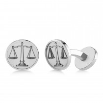 Scales of Justice Cuff Links 14k White Gold