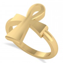 Custom-Made Ankh Egyptian Cross Ring 14K Yellow Gold
