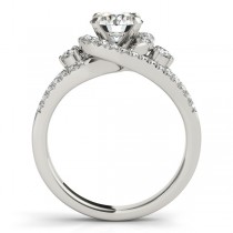 Custom-Made Split Shank Halo Diamond Engagement Ring Setting 14k Two Tone with citrines0.75ct