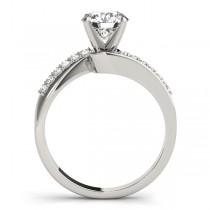 Custom-Made Blue & White Diamond Pave Swirl Engagement Ring Setting 14k White Gold (0.10ct)