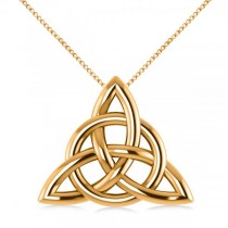 Custom-Made Triangular Irish Trinity Celtic Knot Pendant Necklace No Chain 14k Yellow Gold