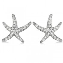 Custom-Made Diamond Starfish Earrings 14k White Gold (0.25)