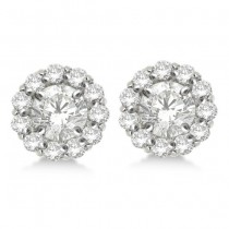 Custom-Made Round Diamond Earring Jackets for 8mm Studs 14K White Gold (1.00ct)
