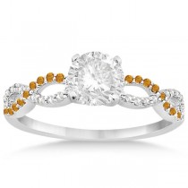 Custom-Made Infinity Amethyst & Citrine Engagement Ring Set 14k White Gold 0.34ct