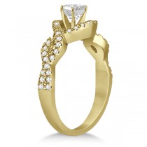 Custom-Made Diamond Halo Infinity Engagement Ring 18K Yellow Gold with Platinum Prongs (0.39ct)