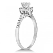 Custom-Made Diamond Halo Square Engagement Ring 14K White Gold (0.26ct)