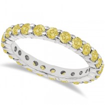 Custom-Made Fancy Yellow Canary and White Diamond Eternity Ring Band 14k White Gold (2.00ct)