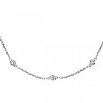 Custom-Made Diamond Station Necklace Bezel-Set in 14k White Gold (2.00 ctw) with another 16" on the back