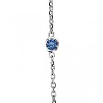 Custom-Made Fancy Blue Diamond Station Necklace 14k White Gold (0.50ct)