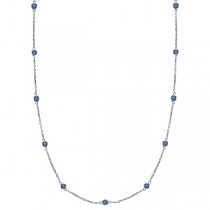 Custom-Made Fancy Blue Diamond Station Necklace 14k White Gold (0.50ct)