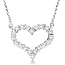 Custom-Made Open Heart Diamond Pendant Necklace 14k White Gold (1.50ct)