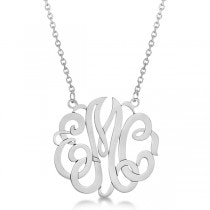 Custom-Made 30mm Personalized Monogram Pendant Necklace in 14k White Gold