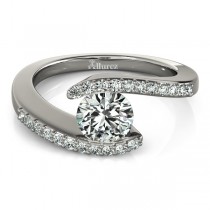 Custom-Made Diamond Accented Tension Set Engagement Ring Band 14k White Gold (0.17ct)