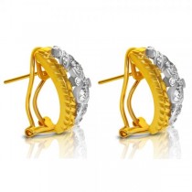 Ladies Diamond Heart Huggie Earrings in 18k Two Tone Gold (0.50ct.)