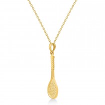 Tennis Racket Charm Pendant Necklace 14K Yellow Gold