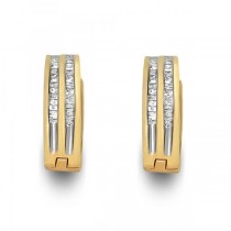Diamond Accented Huggie Earrings in 14k Yellow Gold (0.30ct)