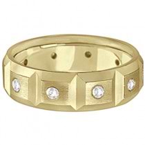 Mens Satin Finish Diamond Wedding Ring Band 14k Yellow Gold (0.50ct)