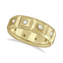 Mens Satin Finish Diamond Wedding Ring Band 18k Yellow Gold (0.50ct)