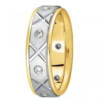 Men's Burnished Diamond Wedding Band in Two Tone 14k Gold (0.40ct)