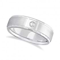 Mens Diamond Solitaire Wedding Ring Band 18k White Gold (0.10ct)