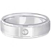 Mens Diamond Solitaire Wedding Ring Band 18k White Gold (0.10ct)