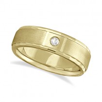 Mens Diamond Solitaire Wedding Ring Band 18k Yellow Gold (0.10ct)