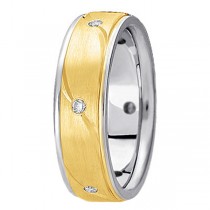 Men's Burnished Diamond Wedding Ring in Two Tone 14k Gold (0.18 ctw)
