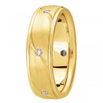 Men's Burnished Diamond Wedding Ring in 14k Yellow Gold (0.18 ctw)