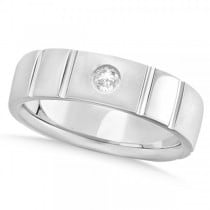 Men's Diamond Solitaire Wedding Ring Band 14k White Gold 7mm (0.12ct)