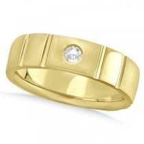 Men's Diamond Solitaire Wedding Ring Band 14k Yellow Gold 7mm (0.12ct)