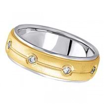 Diamond Wedding Ring in Two Tone 14k Gold for Men (0.40 ctw)