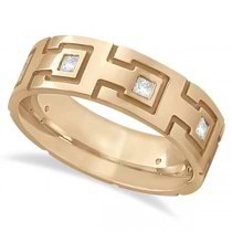 Princess Cut Eternity Diamond Ring for Men 14k Rose Gold (0.50ct)