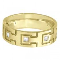 Princess Cut Eternity Diamond Ring for Men 14k Yellow Gold (0.50ct)