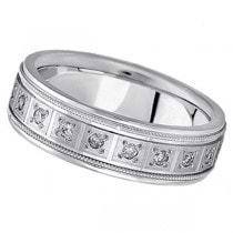 Pave-Set Diamond Wedding Band in 14k White Gold for Men (0.40 ctw)