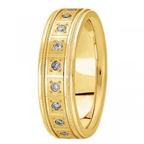 Pave-Set Diamond Wedding Band in 14k Yellow Gold for Men (0.40 ctw)