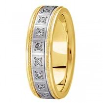 Pave-Set Diamond Wedding Band in 18k Two Tone Gold for Men (0.40 ctw)
