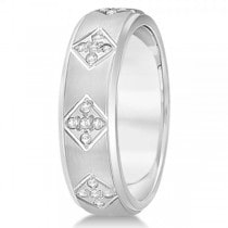 Wide Band Unisex Diamond Wedding Ring Band 14k White Gold 7mm (0.60ct)