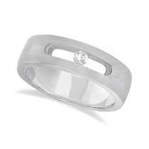 Solitaire Diamond Wedding Ring For Men 14kt White Gold (0.10ct)