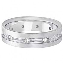 Mens Milgrain Engraved Diamond Wedding Band Ring Palladium (0.50ct)