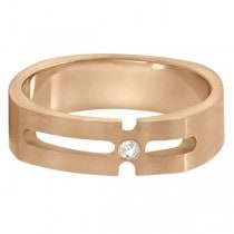 Contemporary Solitaire Diamond Ring For Men 14kt Rose Gold (0.05ct)