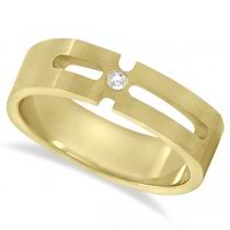 Contemporary Solitaire Diamond Band For Men 14kt Yellow Gold (0.05ct)