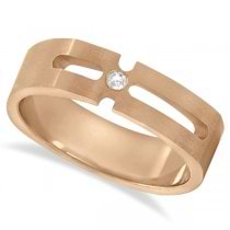 Contemporary Solitaire Diamond Band For Men 18kt Rose Gold (0.05ct)