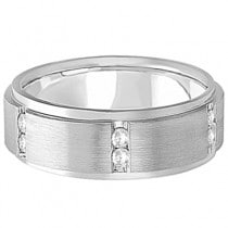 Mens Channel Set Wide Band Diamond Wedding Ring 14k White Gold (0.50ct)